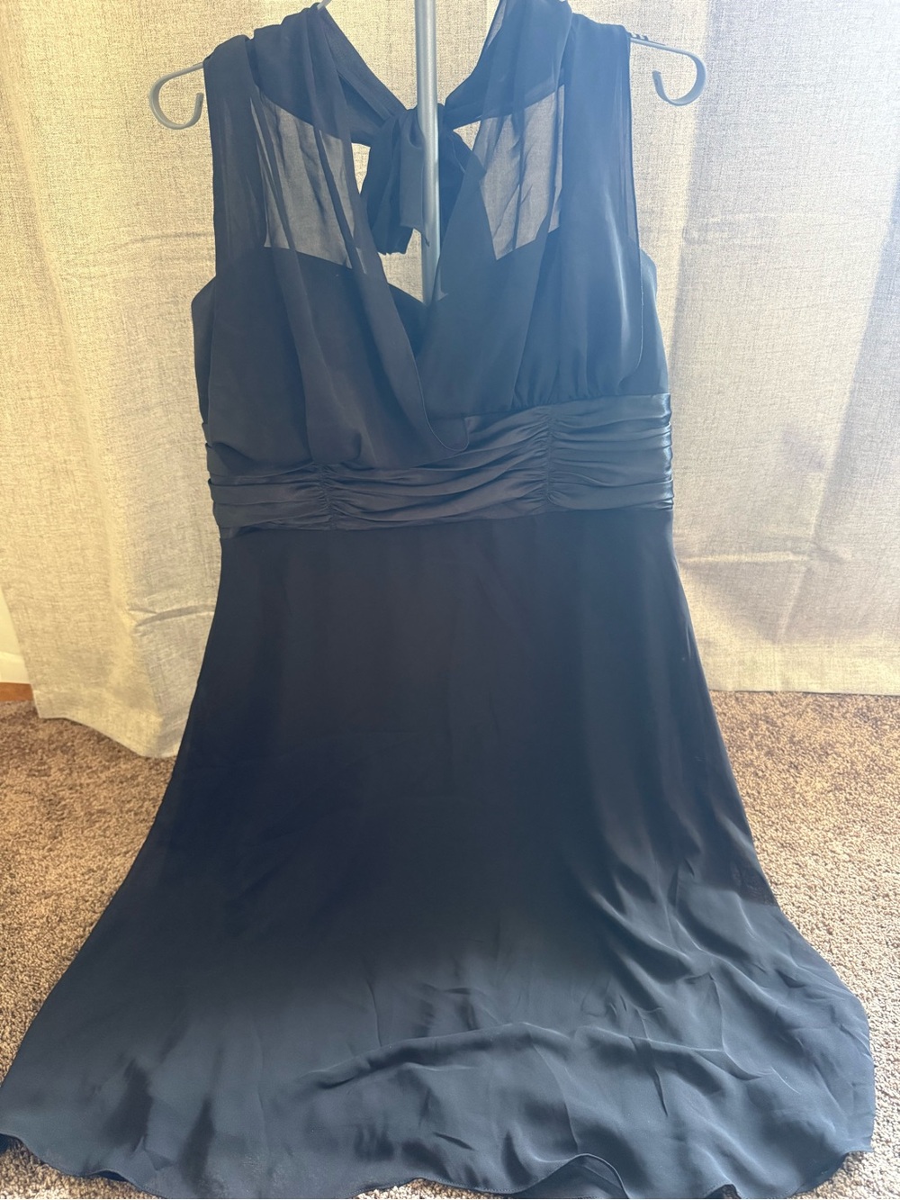 S.L. Fashions Black Chiffon Tie-Neck Sleeveless Dress